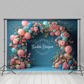Lofaris Turquoise Blue Floral Balloon Arch Wedding Backdrop